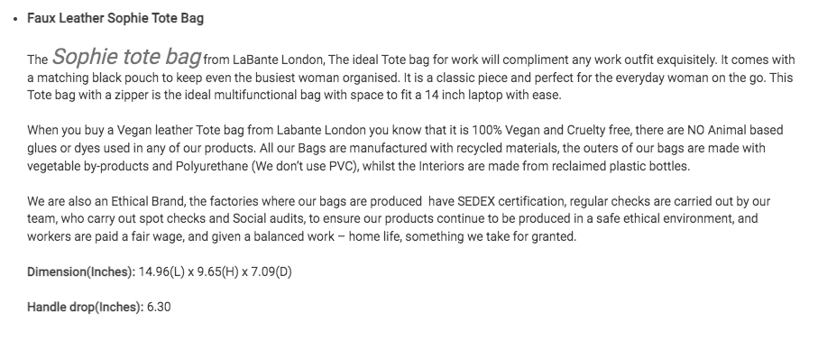 Sophie Schwarze Tragetasche aus veganem Leder