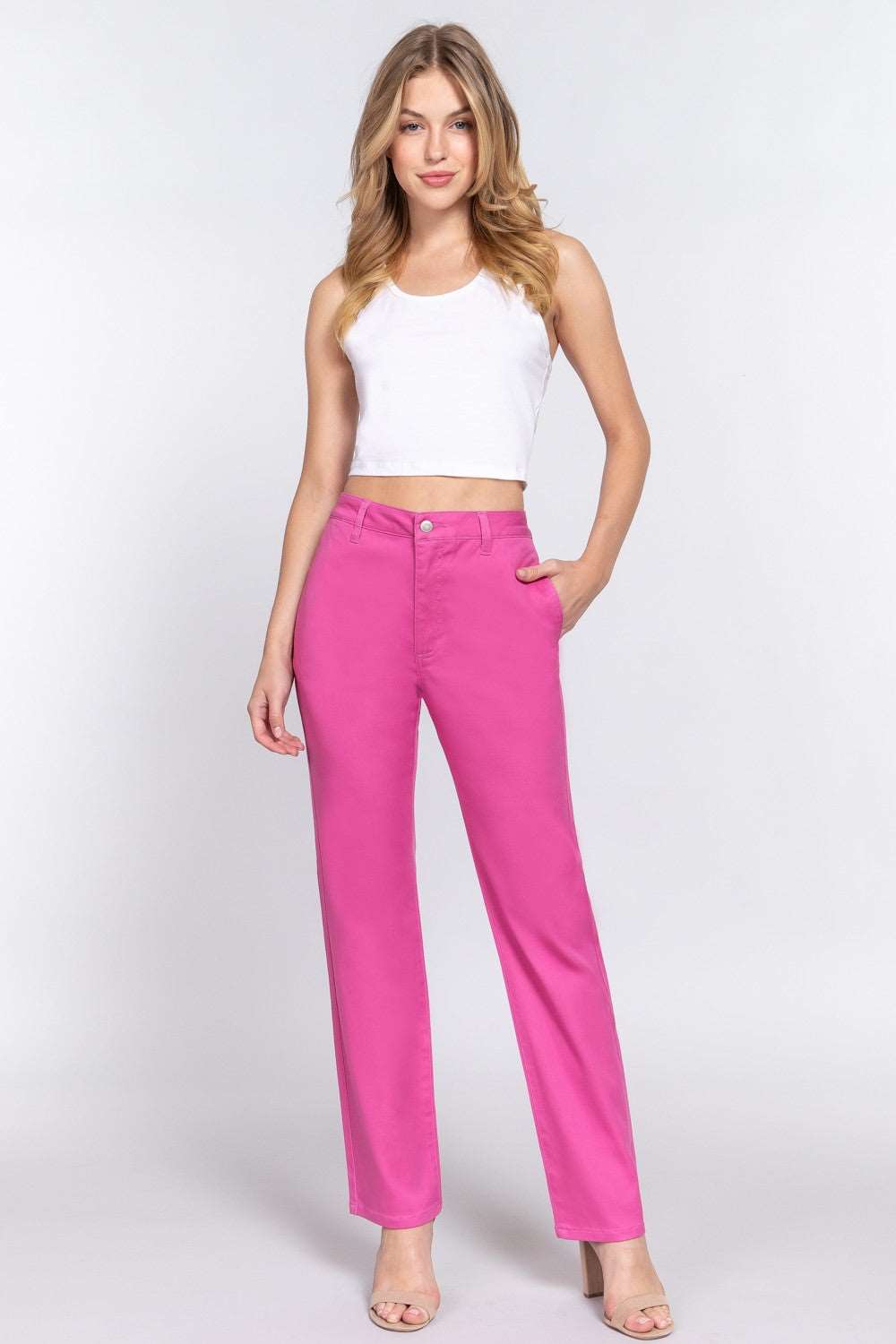 High Waist Straight Twill Pants by Activebasic Perfect for Cinco de Mayo 2024