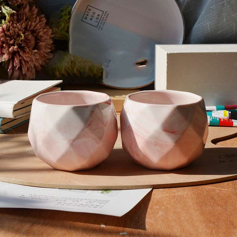 Pink Marble White Porcelain With Succulent Flower Pot