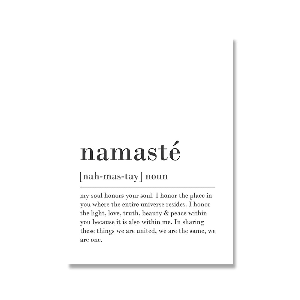 Namaste Defined & Buddha : Canvas Black and White Wall Art