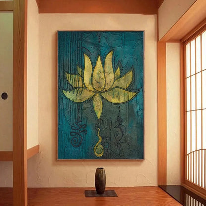 Buddha, Lotus, Namaste, Leaf Wall Art Canvas Print