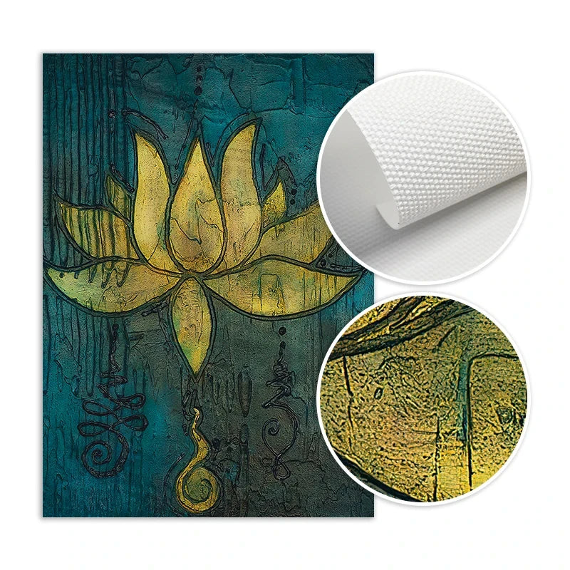 Buddha, Lotus, Namaste, Leaf Wall Art Canvas Print