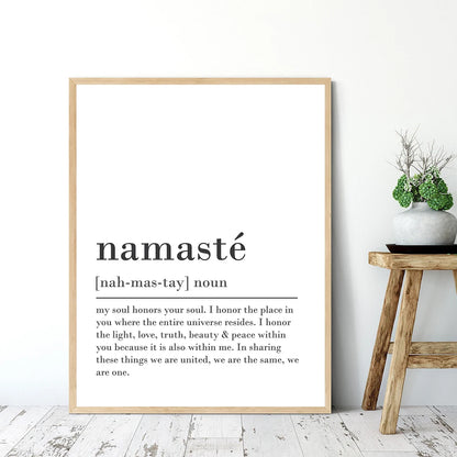 Namaste Defined & Buddha : Canvas Black and White Wall Art