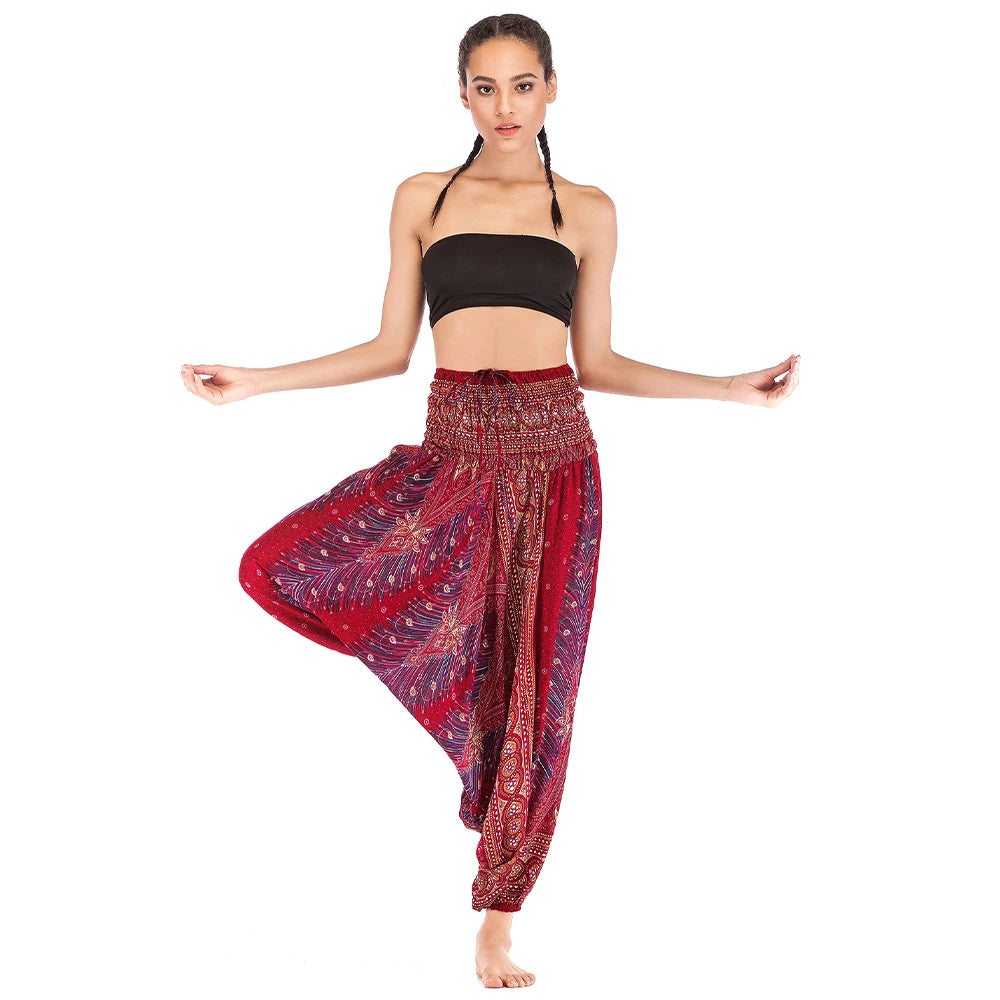 Bohemian Pants Women Pantalones Mujer Hippie High Waist Rayon Harem Baggy Boho Yoga Beach Wear Pour Femme Calca Feminina Printed