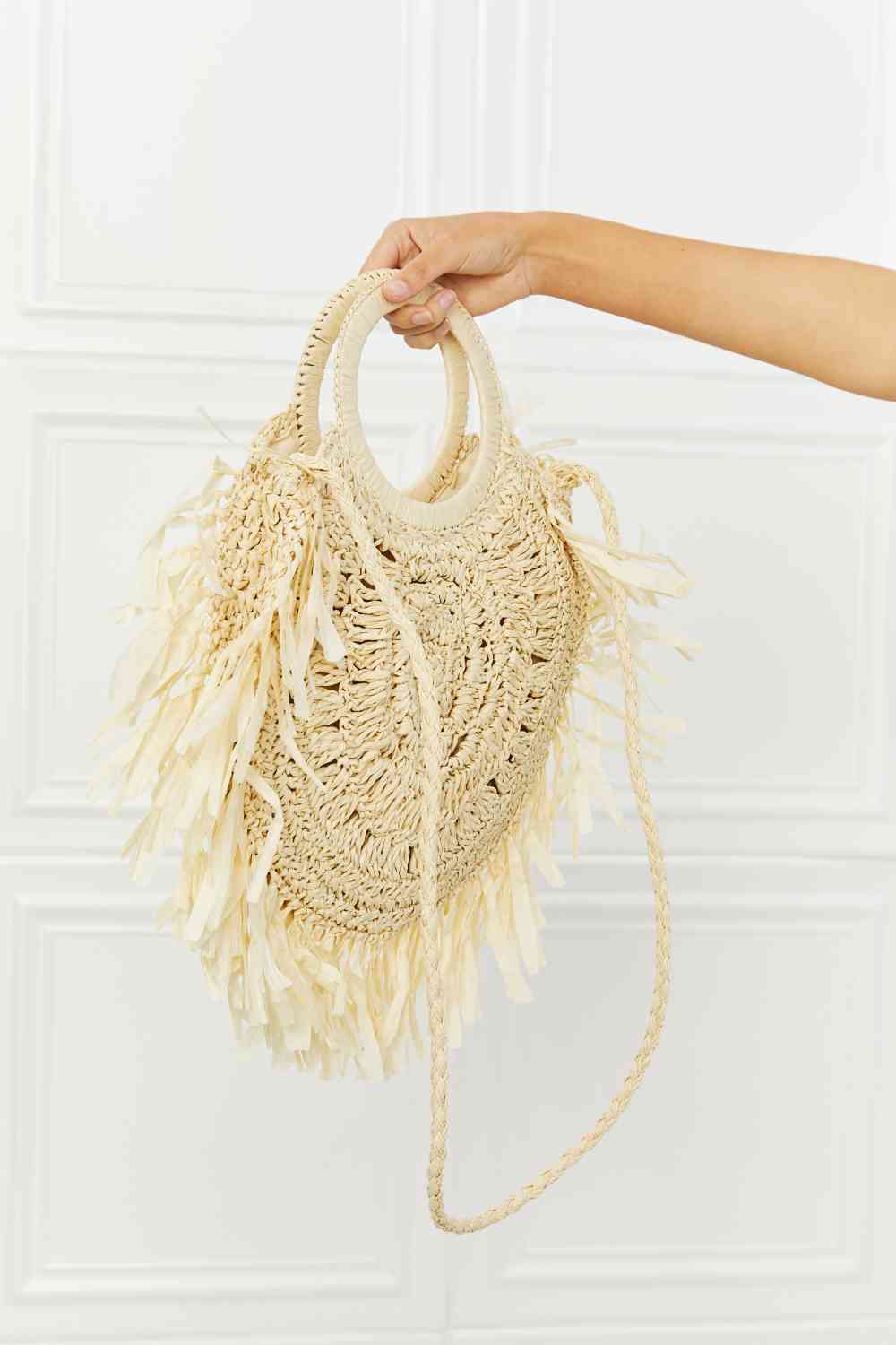 Boho-Chic Bohemian Cream White Vegan Women's Handbag by Fame