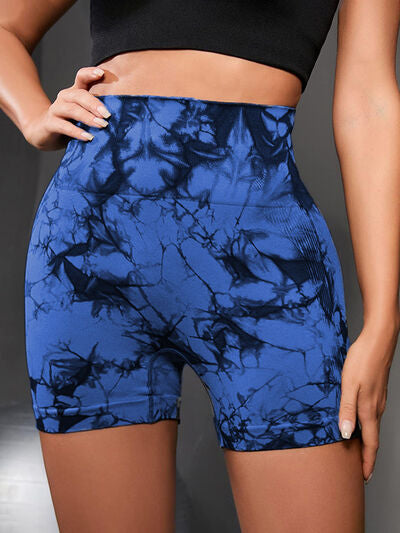 Tie-Dye High Waist Wide Waistband Active Shorts