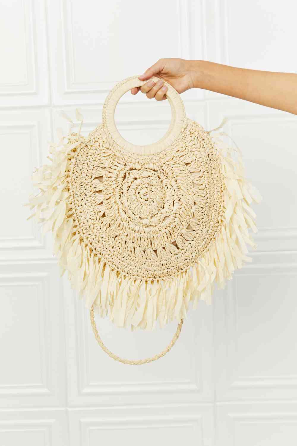 Boho-Chic Bohemian Cream White Vegan Women's Handbag by Fame