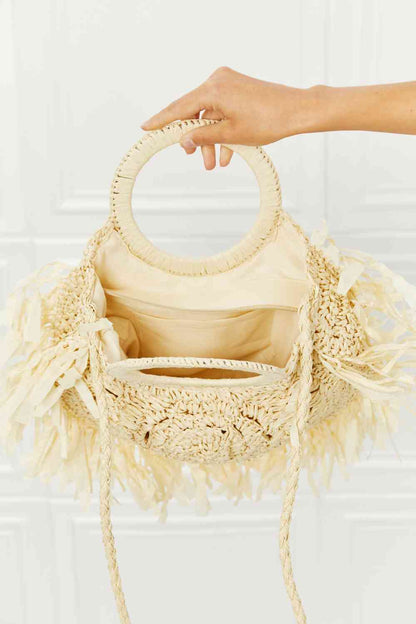 Boho-Chic Bohemian Cream White Vegan Women's Handbag by Fame