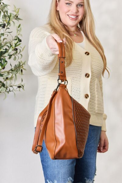 Crossbody Strap Woven Vegan Leather Women's Handbag