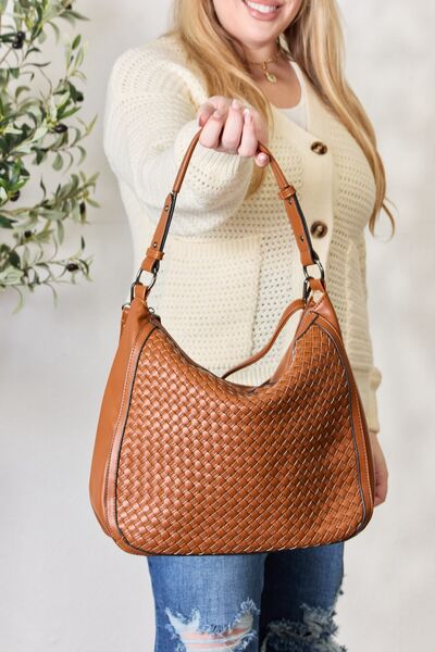 Crossbody Strap Woven Vegan Leather Women's Handbag