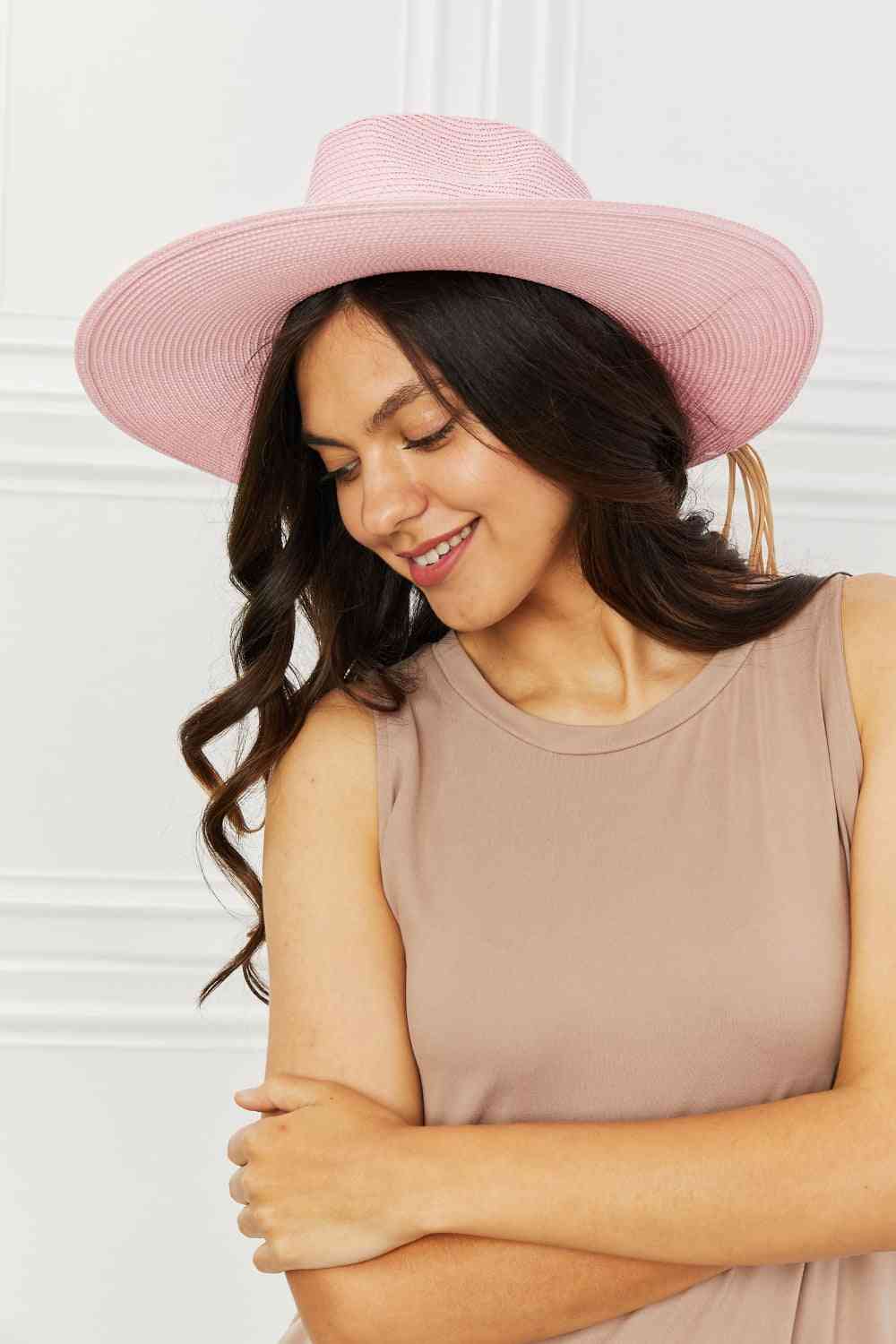 Pink Boho Woven Route To Paradise Straw Hat