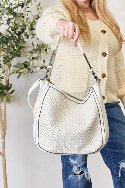 Crossbody Strap Woven Vegan Leather Women's Handbag