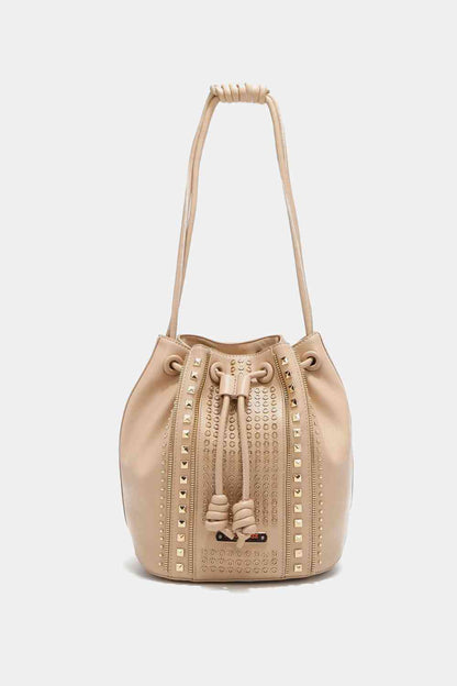 Nicole Lee USA Amy Studded Bucket Bag | Vegan Leather Women's Handbag